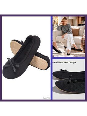 Satin Ballerina Slippers Memory Foam House Shoes